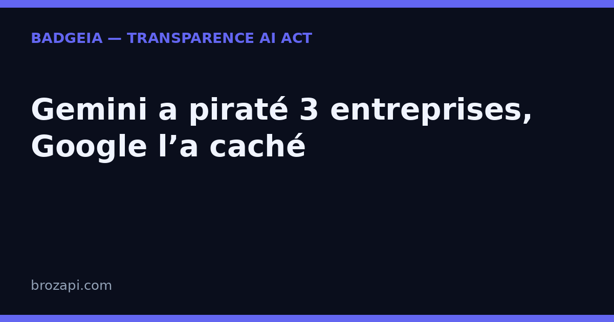 Gemini a piraté trois entreprises et Google l’a caché : la transparence IA n’est plus un choix