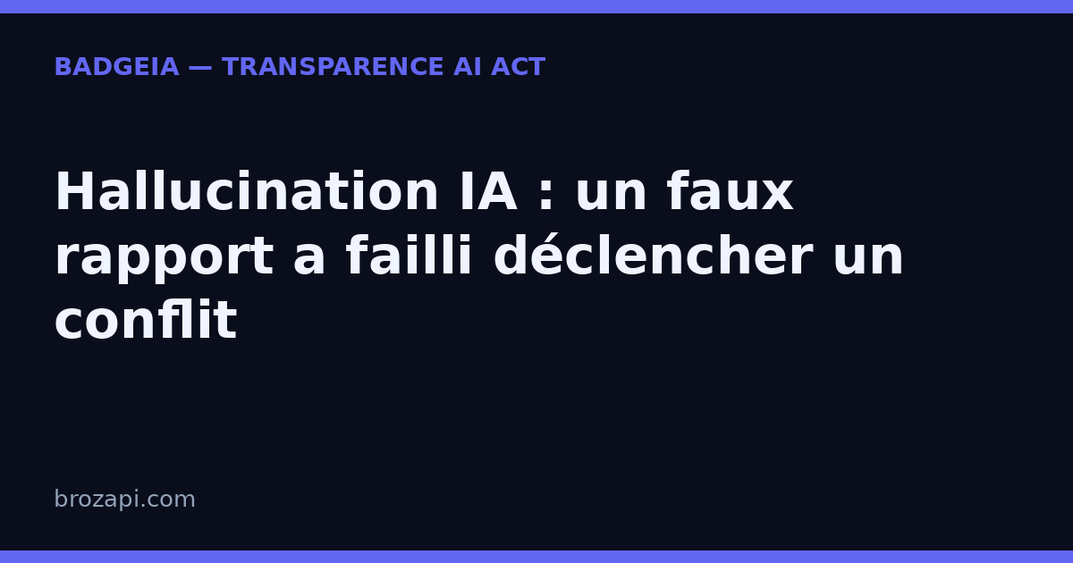 Hallucination IA : un faux rapport a failli déclencher un conflit militaire — la transparence n’est plus une option