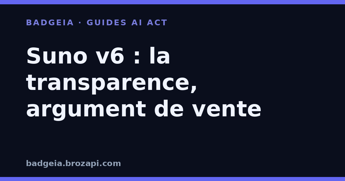 Suno v6 : la transparence, argument de vente
